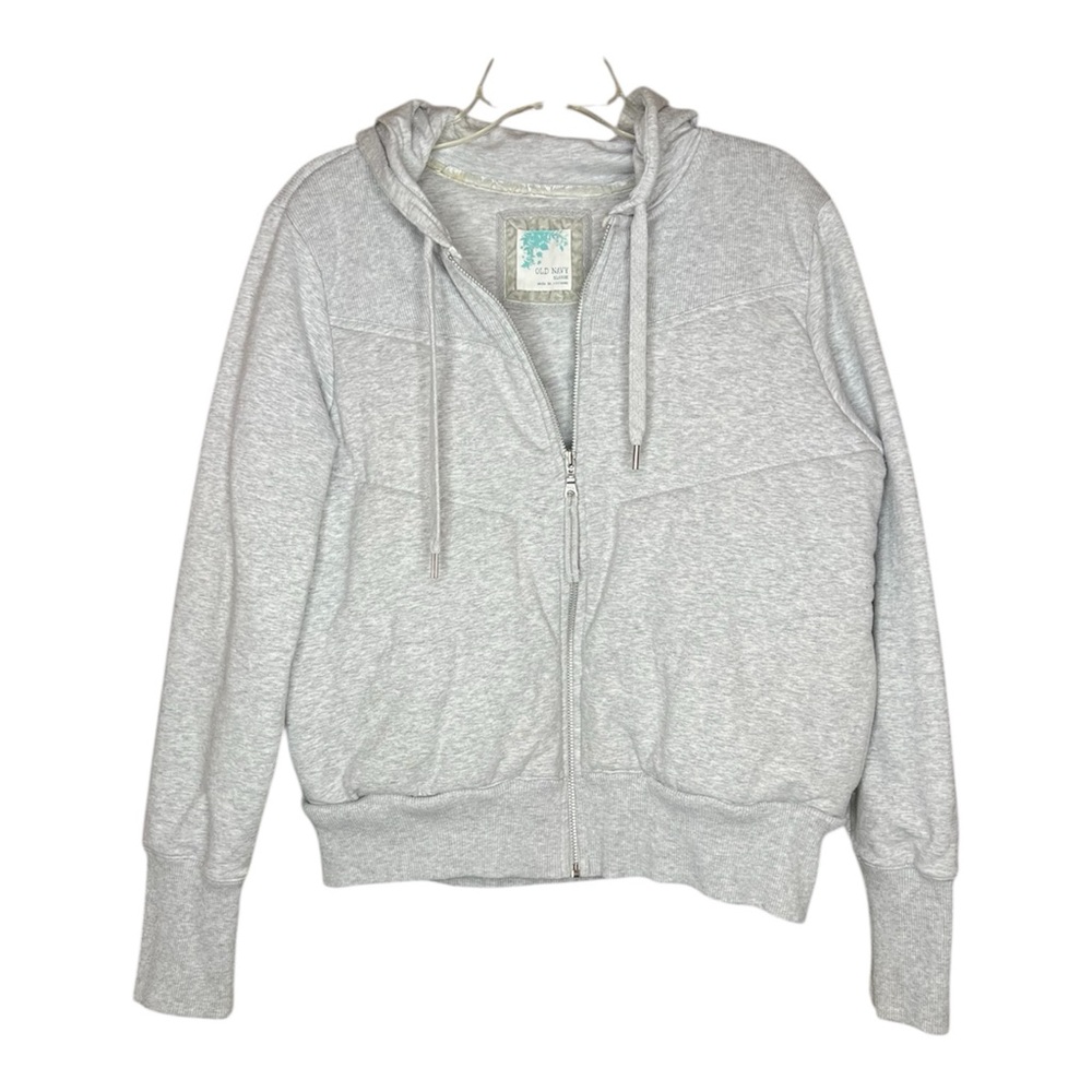Old Navy Women’s Light Gray Full Zip-Up Hoodie Fleece Sweatshirt SZ XL - Picture 1 of 8